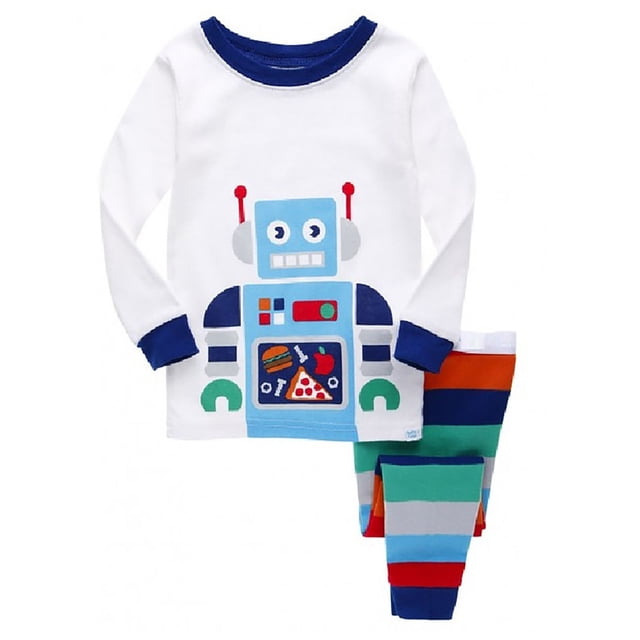 Robot Themed Kids Homewear Set Comfortable Children Pajamas For Boys And Girls And Lounging Outfits