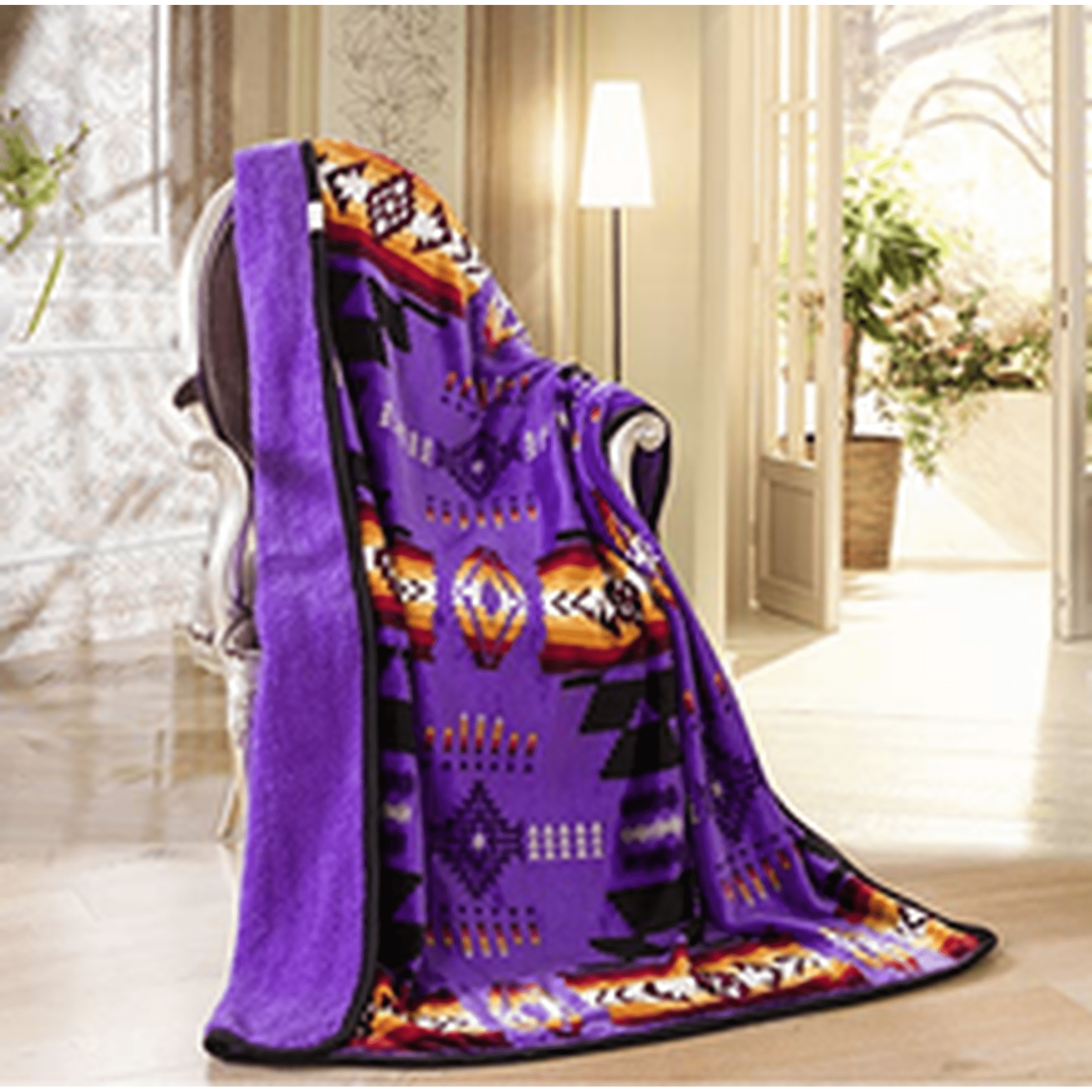 NANGA 堂本剛 ENDRECHERI DOWN BLANKET ZOZO NU TRENDZ Sherpa Throw Blanket Purple 50 x 60 Indigenous Southwest