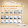 thumbnail image 4 of LED Desk Lamp for Office Home, Height Adjustable Architect Desk Light with USB Adapter, Stepless Dimming 50 Lighting Modes, Eye Caring Double Head Computer Desk Lamp for, 4 of 7