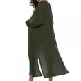 thumbnail image 2 of Women‘s Lightweight Long Sleeve Cardigan Sweaters Irregular Split Open Front Thin Knit Sweater with Pockets, 2 of 5