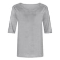 thumbnail image 5 of cfhntfmh T-Shirts à Manches 3/4 pour Femmes, Décontractés, Amples, Col Ras du Cou, Été, Mignons, Tuniques Unies, 2025, 5 of 5