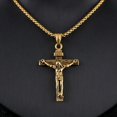 thumbnail image 3 of Mens Silver Stainless Steel Jesus Christ Crucifix Cross Pendant Necklace Chain, 3 of 6