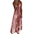 thumbnail image 1 of Robe d'Été Bohème Sans Manches à Dégradé de Couleurs pour Femmes, Robe Longue Maxi Décontractée pour Dames, Aguichant à Col en V, Plage, Vacances, Fête, Cocktail, Robe Évasée, Robe d'Été, P-5TG, 1 of 3