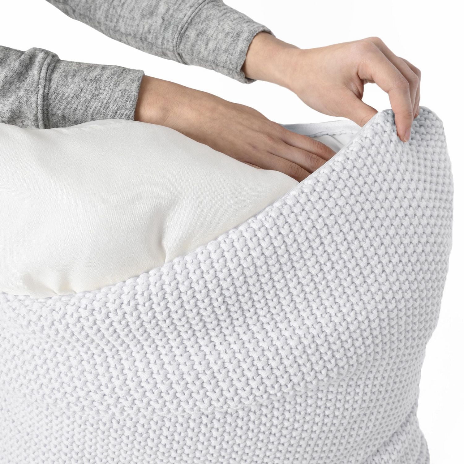 Garnitures de coussin 20 x 20 po (Ensemble de 2, blanches) - Garnitures de coussin décoratives pour canapé, sofa, lit, fauteuil