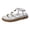 Blanc, variante sur Sandales Plates à Brides pour Femmes en Similicuir à Bout Ouvert, Mules avec Bride de Cheville Ajustable, Amorties, Légères, à Enfiler, Chaussures d'Été Noires Taille 8,5