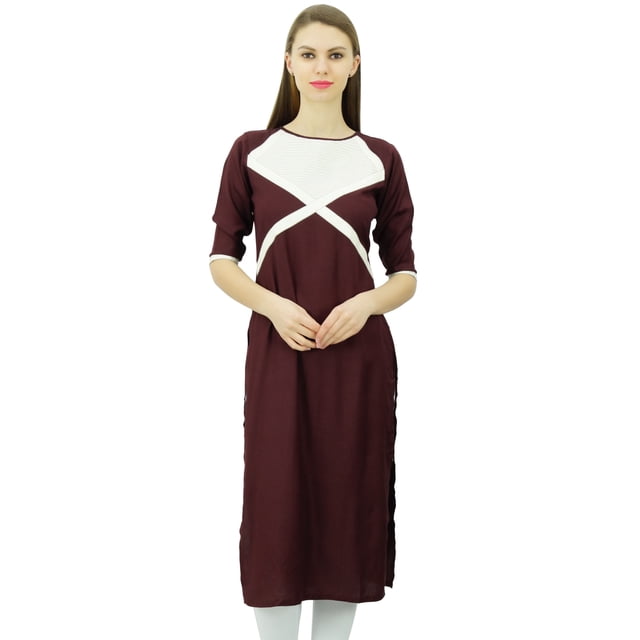 Phagun Tunique pour Femmes en Coton Kurti Indienne de Designer Kurta Droite