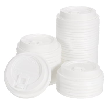 Couvercles Jetables pour Tasses à Café, 50 Couvercles en Plastique de 80 mm pour Tasses à Café de 8 OZ, Convenant aux Boissons Froides et Chaudes (Blanc)