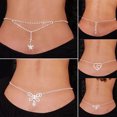 thumbnail image 1 of HEVIRGO Women Rhinestone Butterfly Dance Body Belly Waist Chain Fashion Jewelry,3, 1 of 7