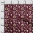 thumbnail image 2 of oneOone Georgette Viscose Maroon Fabric English Breakfast Sewing Material Print Fabric By The Yard 42 Inch Wide, 2 of 5