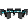 thumbnail image 3 of Costway Ensemble de Conversation en Rotin pour Patio 8 Pcs Coussin Canapé Table Jardin Turquoise, 3 of 10