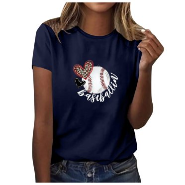 EQWLJWE Hauts d'Été pour Femmes Hauts pour Femmes Liquidation Femmes T-shirt Décontracté Imprimé Col Rond Manches Courtes Chandail Blouse Hauts