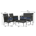 thumbnail image 3 of Costway 4 PCS Patio Rattan Furniture Set Cushioned Sofa Coffee Table Backyard Porch Navy, 3 of 10