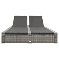 thumbnail image 2 of vidaXL Double Sun Lounger Poly Rattan Grey, 2 of 7