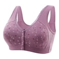 thumbnail image 2 of yoeyez Front Closure Bras for Women Button Comfortable Daisy Bras for Seniors Full Coverage No Underwire Bras with Back Support Lace Everyday Bras Purple 7XL, 2 of 7