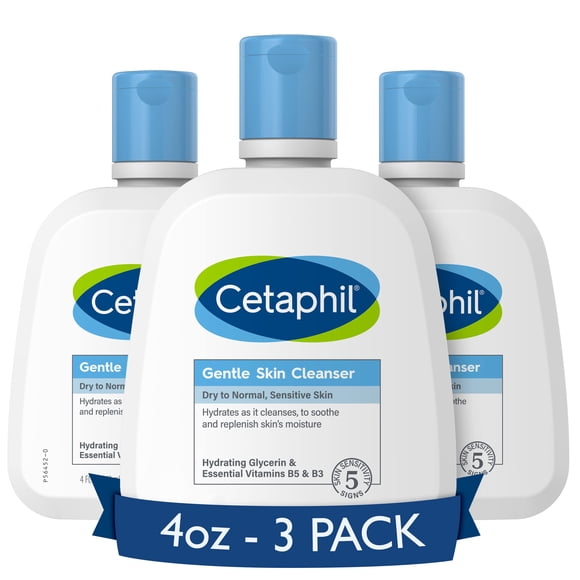 Nettoyant pour le Visage par CETAPHIL, Nettoyant Hydratant et Doux pour Peau Sèche à Normale Sensible, Nouveau Lot de 3 oz, Sans Parfum, Sans Savon et Non Moussant