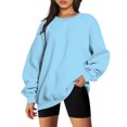 thumbnail image 1 of Jienlioq Femmes Manches Longues Liquidation Mode Femme Manches Longues Col Rond Chandail en Molleton Ample Blouse Unie Hauts Sélection Flash, 1 of 6