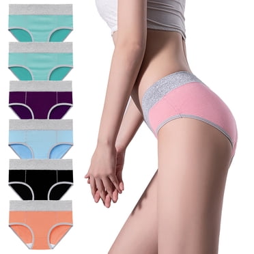 Timegard 6pc Plus Size Panties for Women Mid Waist Full Coverage Comfort Cotton Underwear No Show Briefs