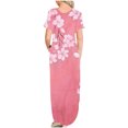 thumbnail image 4 of Ovzne Robes pour Femmes 2025 Robe Mode Robe Décontractée pour Femmes Imprimée à Manches Courtes Col Rond Robe avec Poches Grande Taille Robe Maxi à Manches Courtes Imprimée Liquidation, 4 of 4