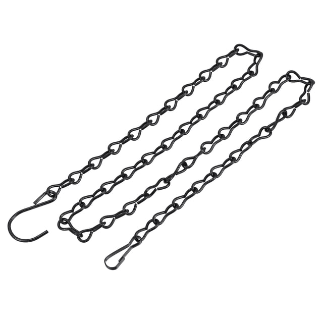 Unique Bargains 90cm Extension Lighting Chain S Hook Hanging Chains Black 2 Pack
