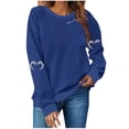 thumbnail image 1 of LMKIHUSA Chandail Graphique d'Halloween pour Femmes Saison Effrayante Squelette Cœur Chandail à Enfiler Hauts Manches Longues Col Rond Blouses Douces Décontracté Tendance 2025 Chandail Bleu Marine,TTG, 1 of 4