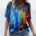 thumbnail image 1 of CHUANK Womens Clearance Plus Size Tops Fashion Woman Causal V-Neck Printing Blouse Short Sleeve T-Shirt Summer Tops, 1 of 4