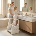 thumbnail image 2 of Qaba Adjustable Height Toddler Step Stool with Handle & Foot Pads, Grey, 2 of 10