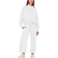 thumbnail image 1 of Timegard Ensembles 2 Pcs pour Femmes, Chandail à Col Roulé Surdimensionné à Manches Longues, Hauts à Enfiler, Pantalon à Jambe Grand à Cordon avec Poches, 1 of 6
