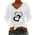 thumbnail image 1 of CEHVOM T-Shirt à Manches Longues à Col en V Imprimé Décontracté pour Femmes, Chandail, Hauts, Liquidation, 1 of 4