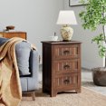 thumbnail image 2 of Gymax 3 Drawers End Table Nightstand Bedroom Storage Wood Slide Brown, 2 of 10