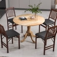 thumbnail image 2 of Costway Rustic Dining Table Wooden Dining Table with Round Tabletop & Curved Trestle Legs Natural, 2 of 10