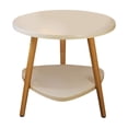 thumbnail image 1 of White White Round Side Table With Two Tier Storage Compact Coffee Table For Small Spaces Living Room Bedroom #66w77, 1 of 6