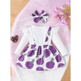 thumbnail image 3 of EYIIYE Tenues d'Automne pour Bébé Fille Combinaison à Manches Longues avec Nœud devant Robe Florale Nouveau-Né Col Rond Robe à Bretelles avec Bandeau Ensemble Mignon et Doux, 3 of 9