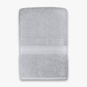 Mainstays Basics Solid Bath Sheet, Soft & Durable, 100% Cotton, Silver