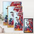 thumbnail image 4 of Designart Little Gray Bird On Red Autumn On Blueberry Twig FLOAT FRAME WALL ART, 4 of 4