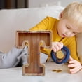 thumbnail image 2 of Wooden English Letter Savings Can with Transparent Glass Front for Coin Storage, 2 of 6