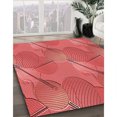 thumbnail image 3 of Ahgly Company Tapis d'Intérieur Ronds Transitionnels Rouges Lavables à la Machine, 5 Pieds Rond, 3 of 7