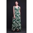 thumbnail image 2 of Bimba Robe Longue Imprimée Teinture sur Nœuds pour Femmes, Col en V, Été, Vacances, Resort, TTTG, 2 of 4