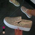 thumbnail image 4 of Stylish Women Slip On Shiny Rhinestone Zipper Platform Shoes Low-cut Sneakers, 4 of 8