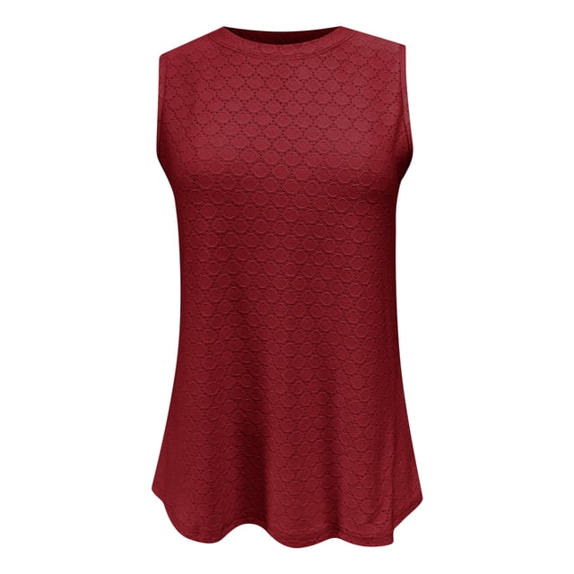 Timegard Camisole pour Femmes Col Rond Oeillets Sans Manches Confortable Fluide Plage Vacances Décontractée Ample Hauts