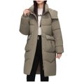 thumbnail image 2 of LOVZFMLL Vestes pour Femmes Hiver Décontracté Ample Mode Poche Couleur Manteau Long Réversible à Fermeture Éclair, 2 of 6
