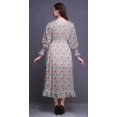 thumbnail image 4 of Bimba Robe Maxi à Volants pour Femmes, Florale, Manches Bishop, Col Rond, Taille Smockée - X-Grand, 4 of 5