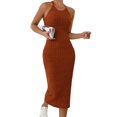 thumbnail image 1 of Oksale Robes Moulantes pour Femmes Sans Manches Côtelées Robe Maxi Ajustée Douce Extensible Confortable Col Ras du Cou Dos Nu Robes d'Été pour Fête de Vacances Orange m, 1 of 7