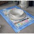 thumbnail image 3 of Vargottam Napperons - Napperon pour Table à Manger, Ensemble de 4 - Serviette en Coton Imprimée et Réversible - Napperons d'Intérieur pour Table de Salle à Manger à la Maison et en Cuisine - Fleur Aquarelle (Bleu Pâle), 3 of 5