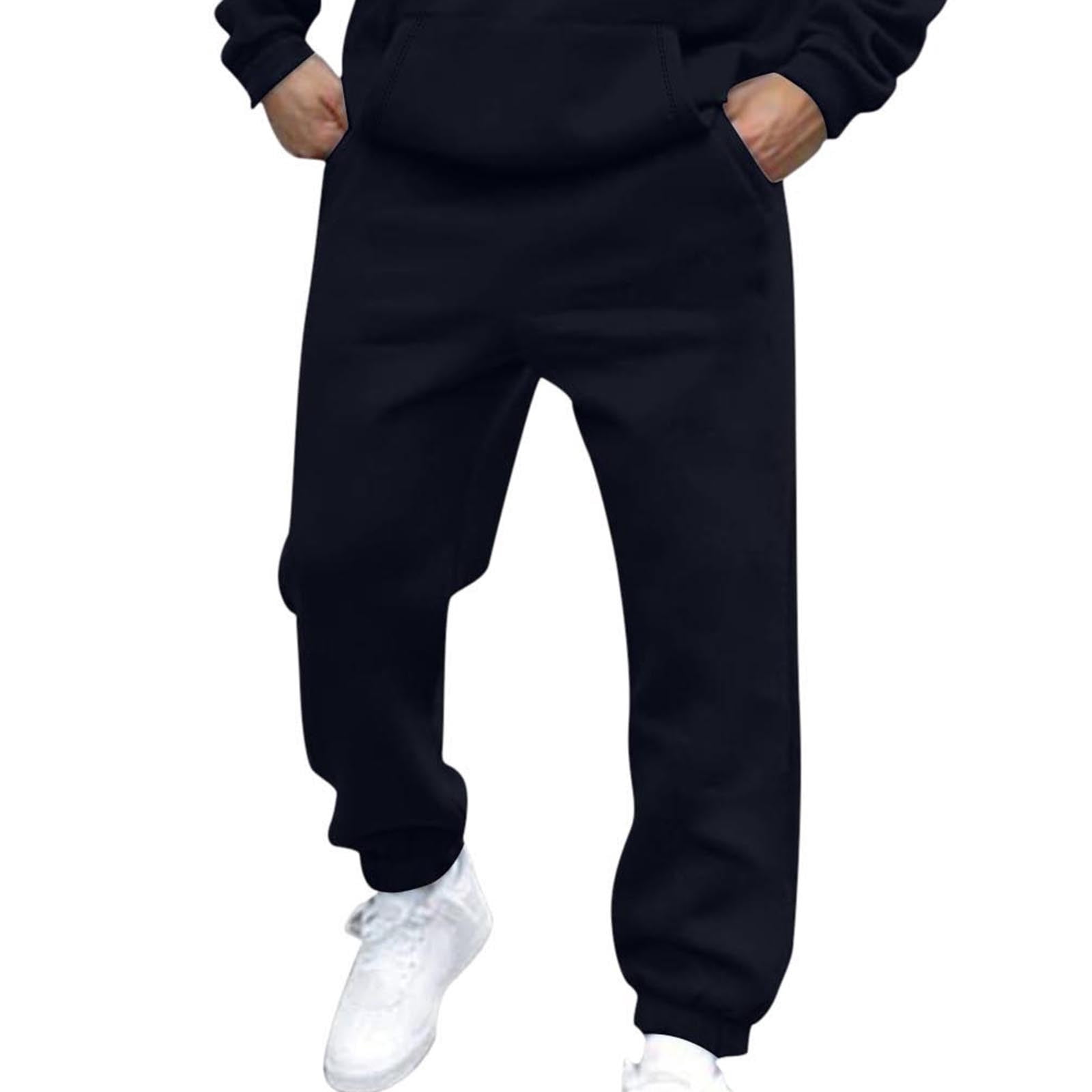 Pisexur Mens Sweatpants 2024 Solid Color Workout Jogging Athletic Pants ​Elastic Waist Drawstring Straight Leg Sweatpants Loose Elastic Bottom Casual Pants with Pockets