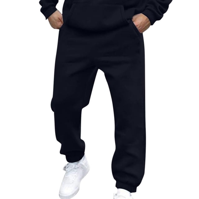 Pisexur Mens Sweatpants Solid Color Workout Jogging Athletic Pants Elastic Waist Drawstring Straight Leg Sweatpants Loose Elastic Bottom Casual Pants with Pockets