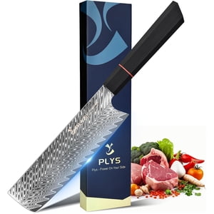 Plys Couteau japonais Nakiri, 6.6 Couteau de chef de Damas de pouce, couteau de cuisine professionnel G10 Poignée ergonomique