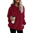 thumbnail image 1 of Womens Fuzzy Sherpa Hoodies Pullover Zip Fleece Sweatshirt Outwear, 1 of 7