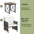 thumbnail image 3 of Costway 3 PCS Patio Rattan Furniture Set Acacia Wood Coffee Table & 2 Chairs Backyard, 3 of 9