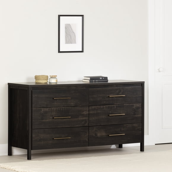South Shore Gravity 6-Drawer Dresser for Adult, in Rubbed Black