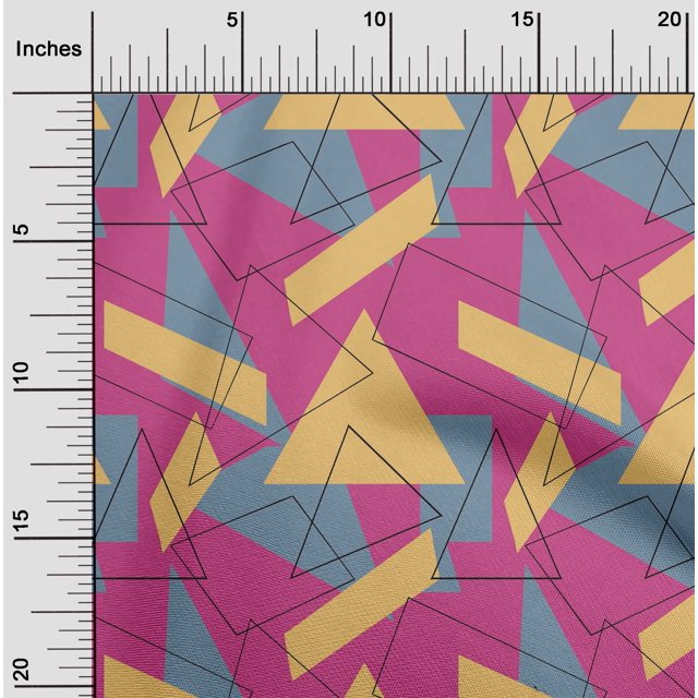 oneOone Cotton Cambric Fabric Rectangle & Triangle Geometric Printed Craft Fabric BTY 56 Inch Wide